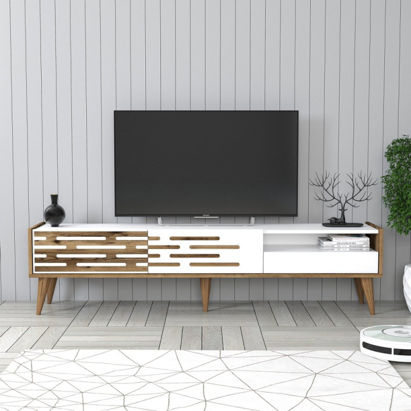 TV stolek Valensiya - Walnut, White