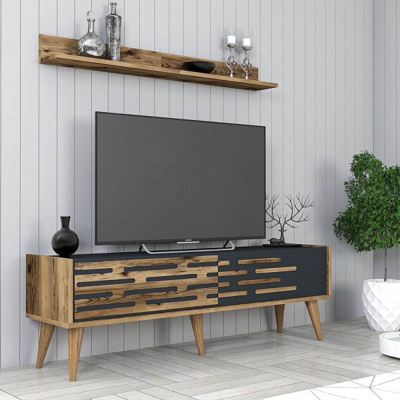 TV stěna / Sestava pod TV Valensiya 140 - Walnut, Anthracite