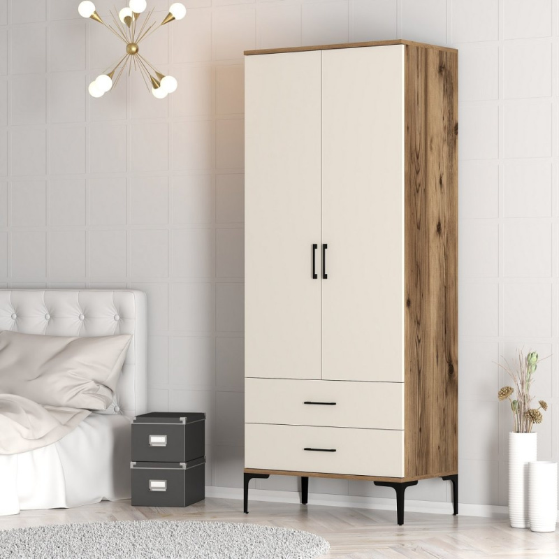 Šatní skříň Kumsal T - Walnut, Cream