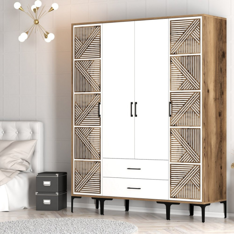 Šatní skříň Kumsal PTP - Walnut, White