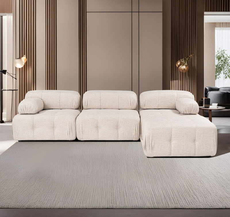 Rohová sedací souprava Doblo 3 Seater with Pouffe ( L1-O1-1R-Pouffe) - Light Brown