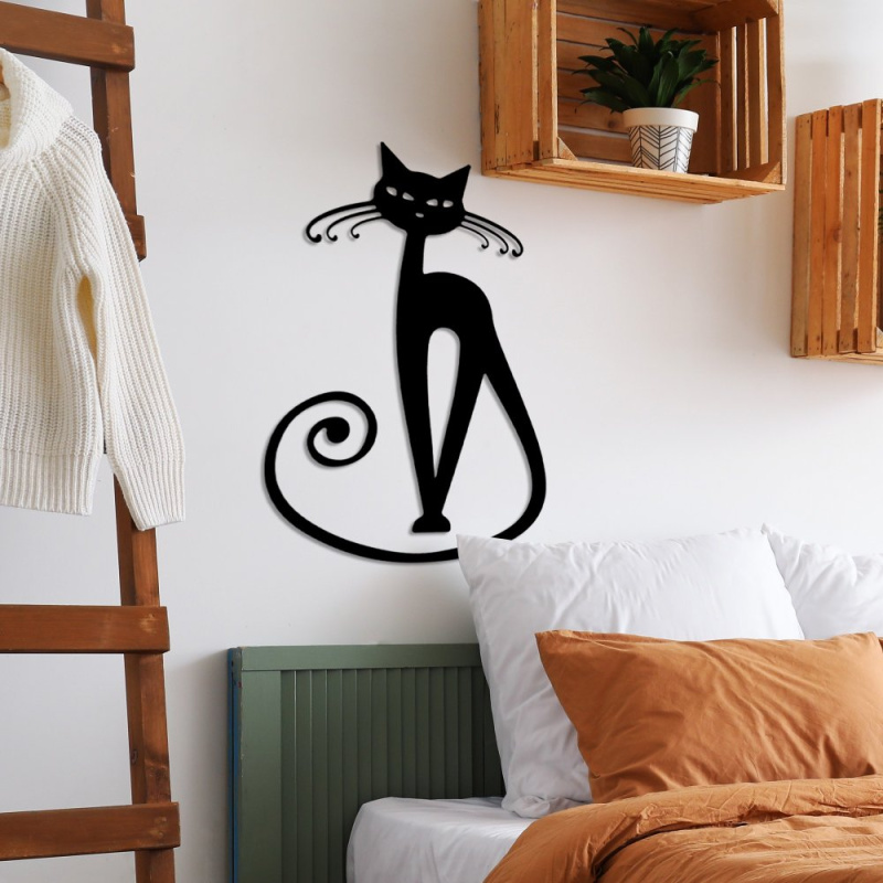 Dekorativní kovový doplněk na zeď Cat 6