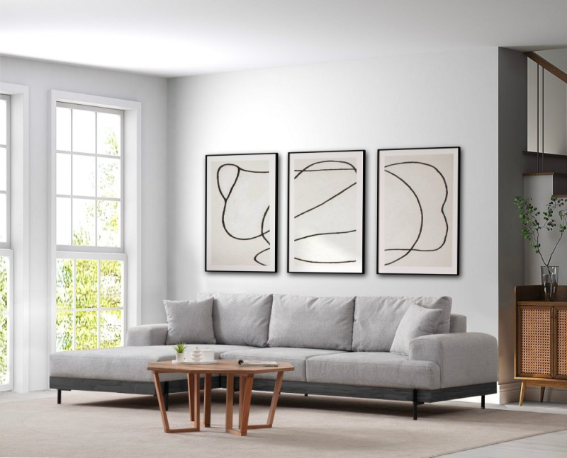 Rohová sedací souprava Eti Black Left - Grey