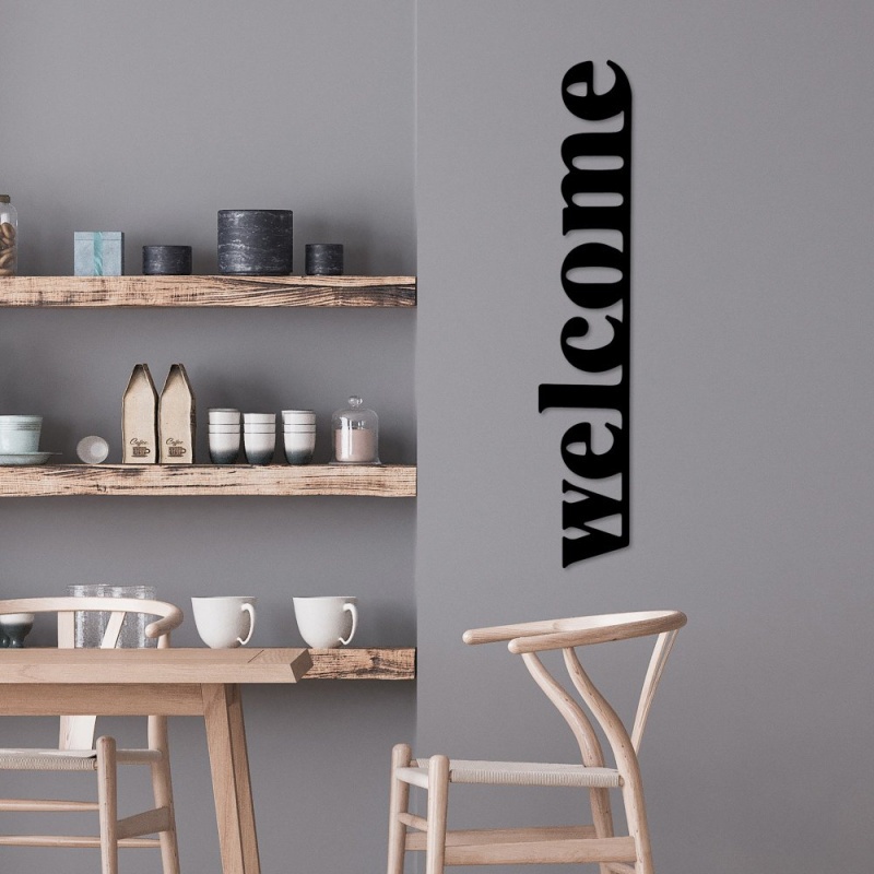 Dekorativní kovový doplněk na zeď Welcome-5
