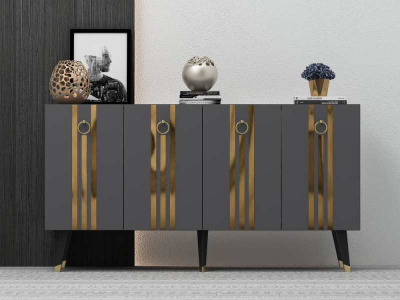 Konzolový stolek Isil - Anthracite, Gold