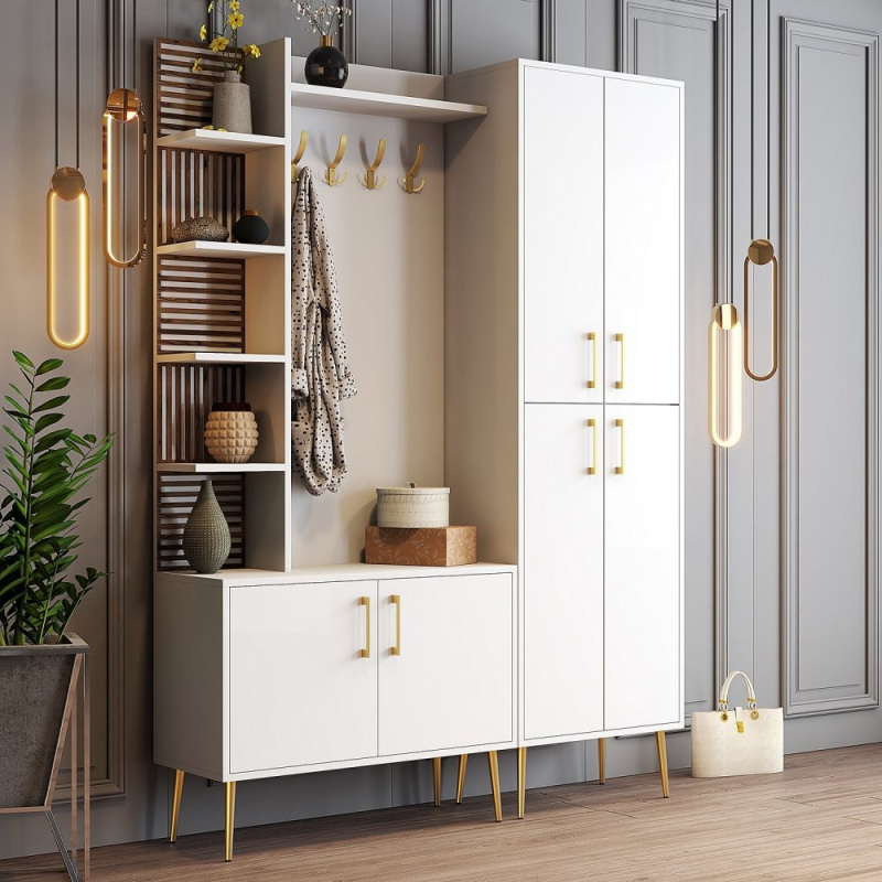 Předsíňová stěna Viyana Da - White, Gold