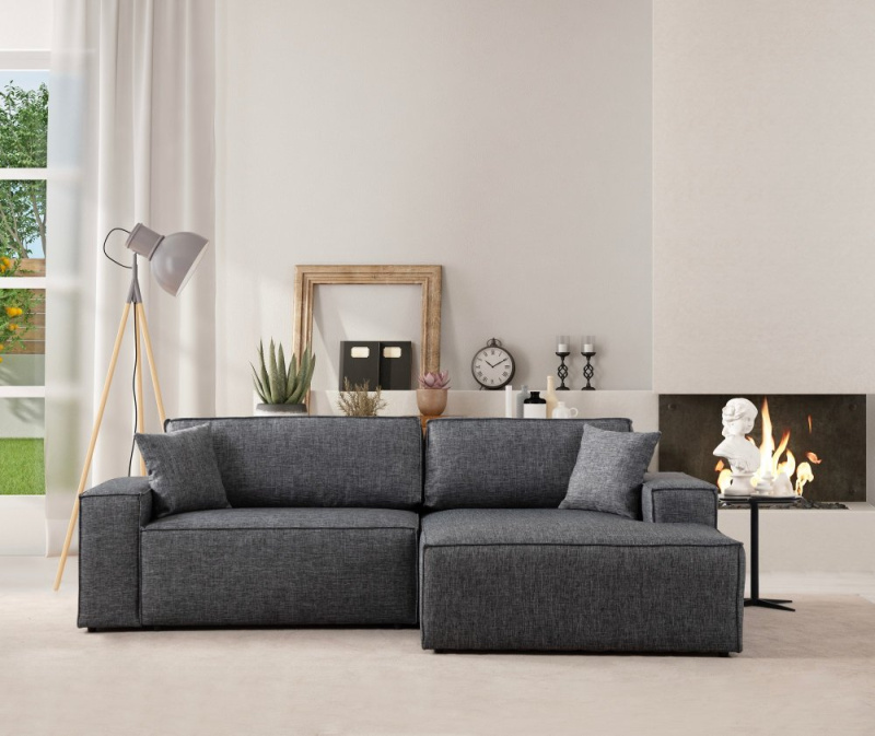 Rohová rozkládací pohovka Pırlo Corner Right - Dark Grey