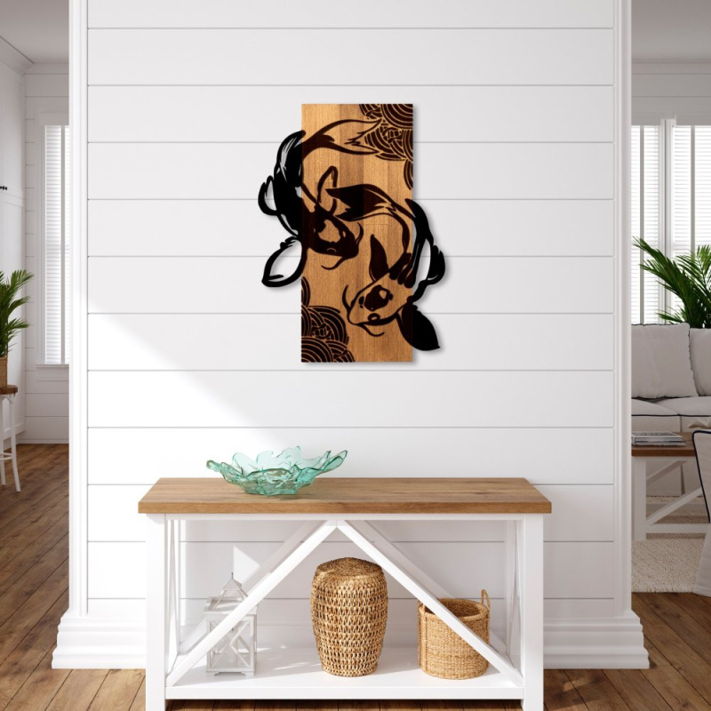 Dekorativní dřevěný doplněk na zeď Fish Yang