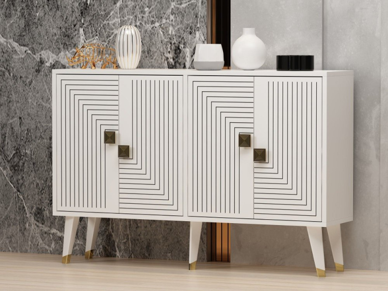 Konzolový stolek Ahart - White, Gold