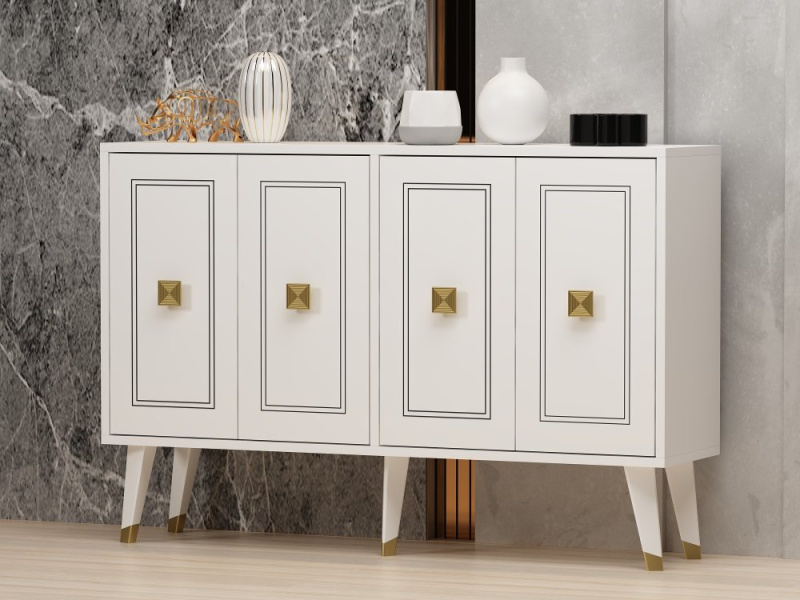 Konzolový stolek Hartın - White, Gold