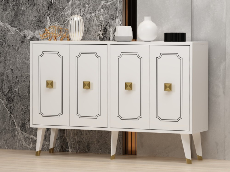 Konzolový stolek Roland - White, Gold