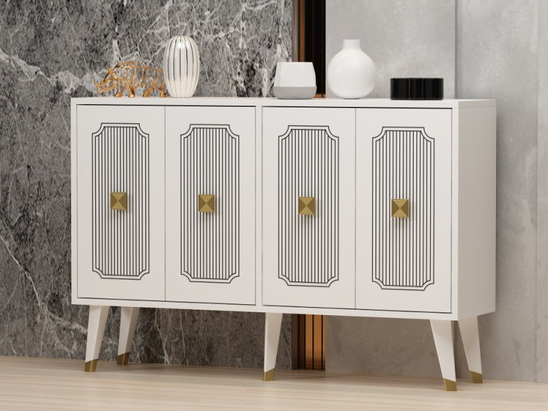 Konzolový stolek Derasi - White, Gold