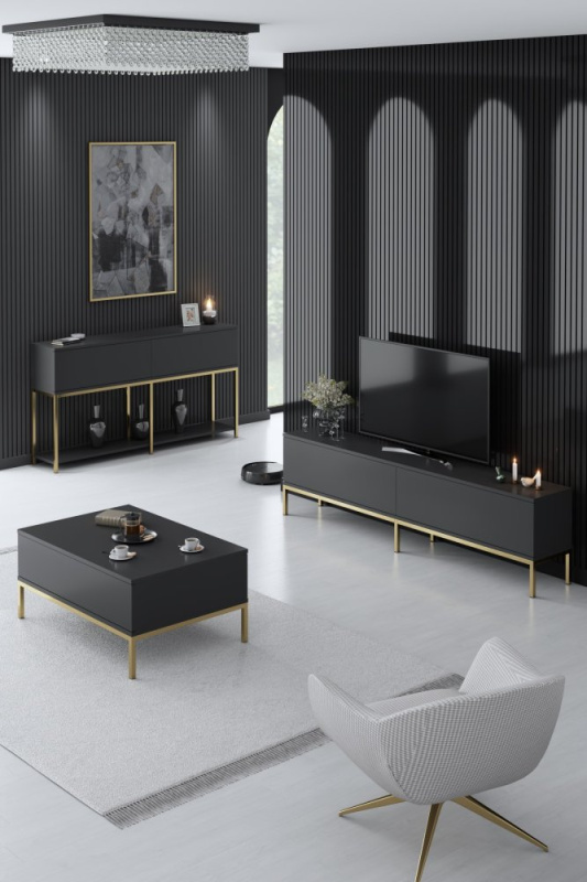 Living Room Furniture Set Lord - Anthracite, Gold