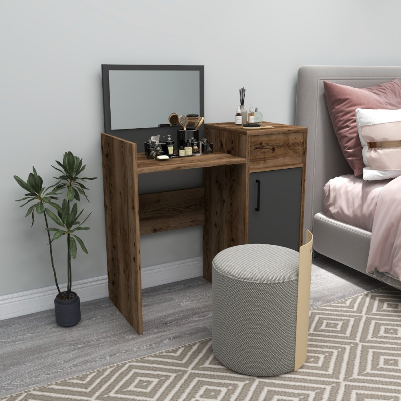 Toaletní stolek Sedef - Light Walnut, Anthracite