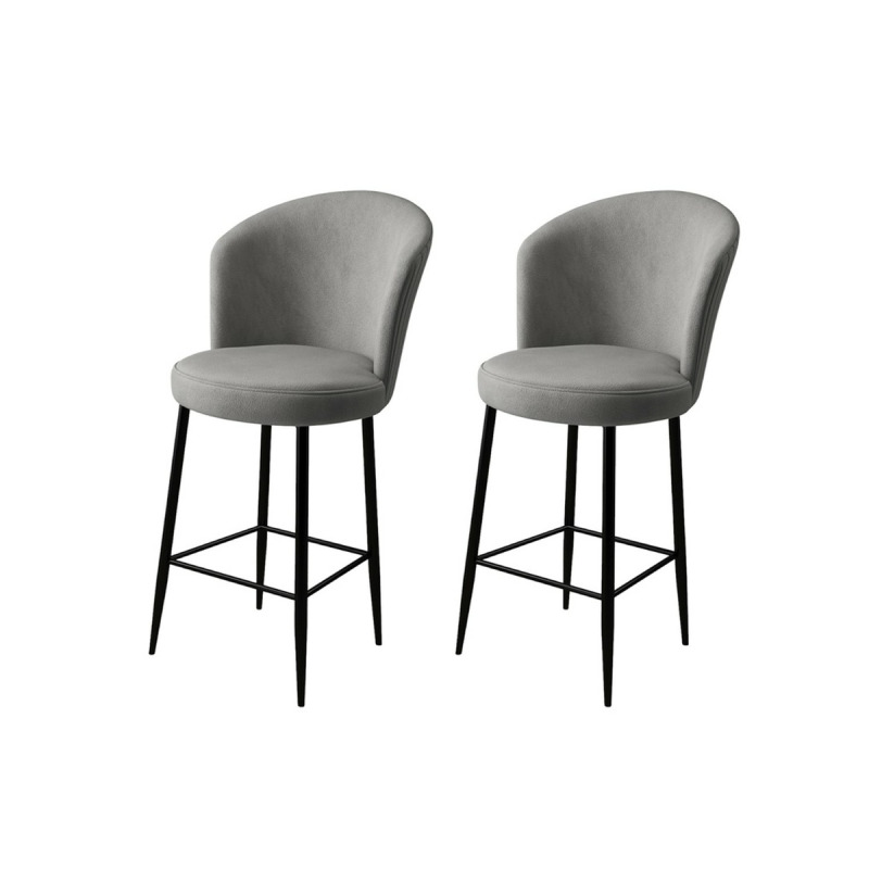 Bar Stool Set (2 Pieces) Fora - Grey, Black