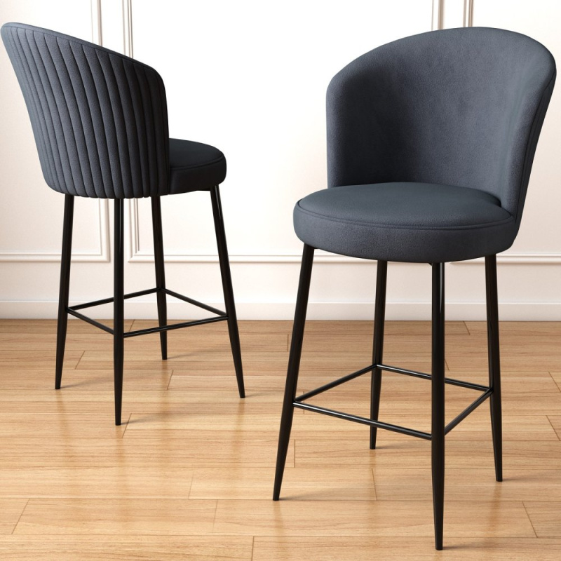 Bar Stool Set (6 Pieces) Fora - Anthracite, Black