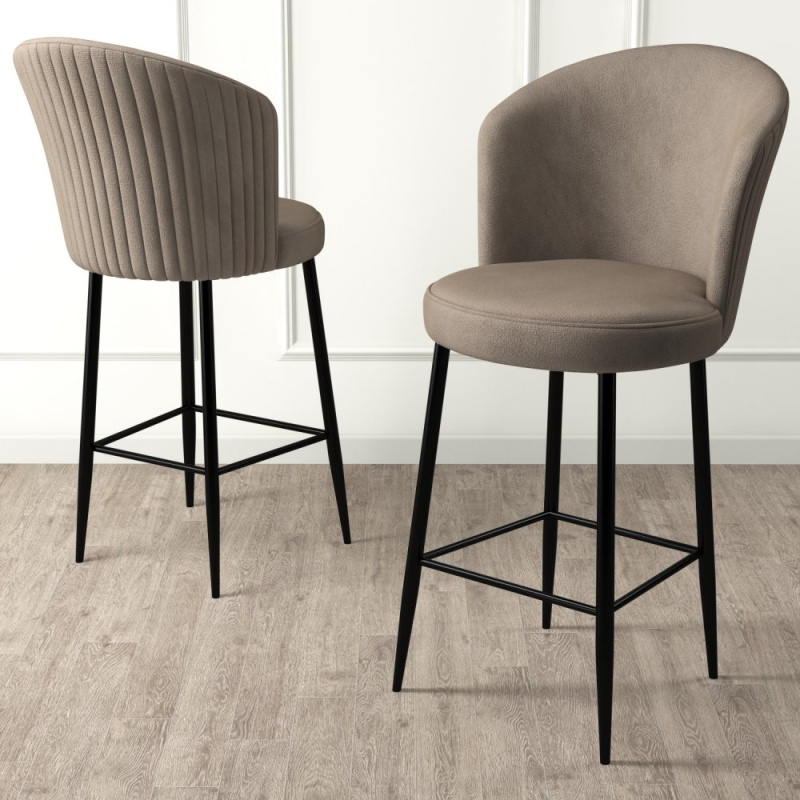 Bar Stool Set (6 Pieces) Fora - Cappuccino, Black