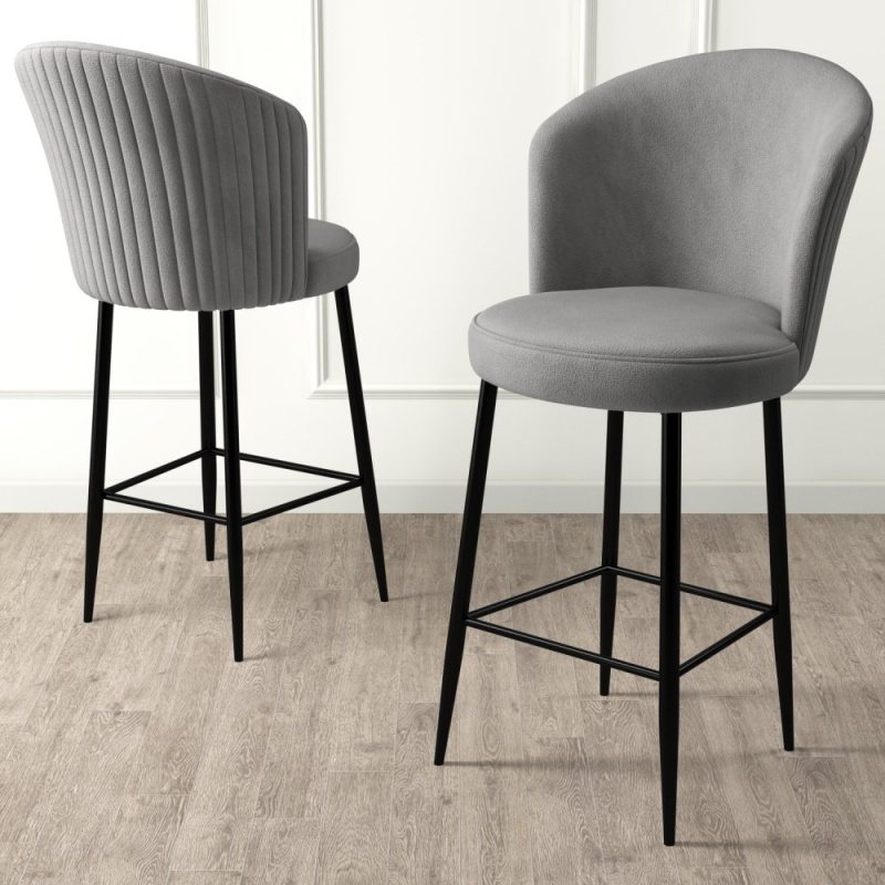 Bar Stool Set (6 Pieces) Fora - Grey, Black