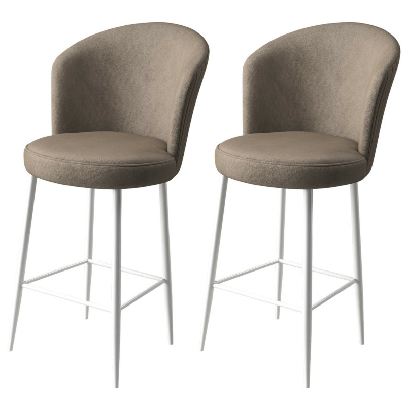 Bar Stool Set (2 Pieces) Fora - Cappuccino, White