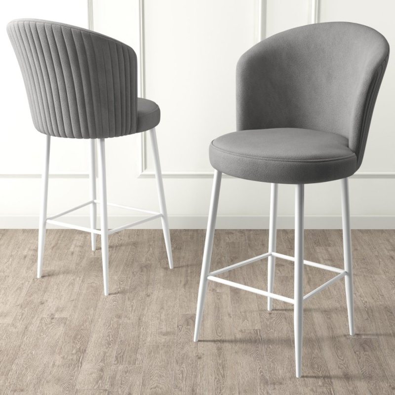 Bar Stool Set (2 Pieces) Fora - Grey, White
