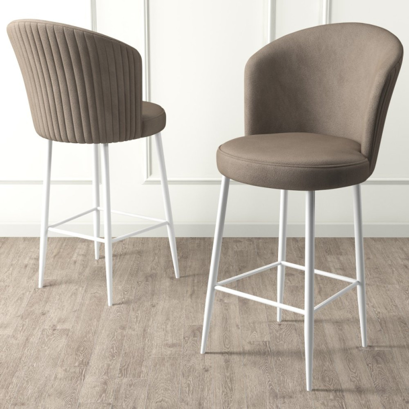 Bar Stool Set (4 Pieces) Fora - Cappuccino, White