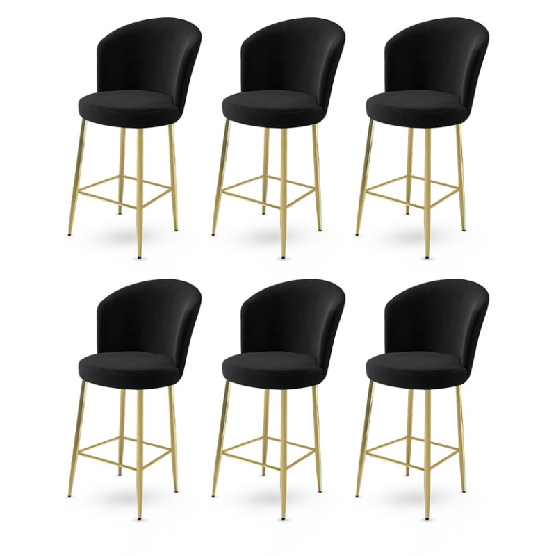 Bar Stool Set (6 Pieces) Fora - Black, Gold