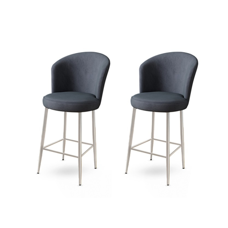 Bar Stool Set (2 Pieces) Fora - Anthracite, Chrome