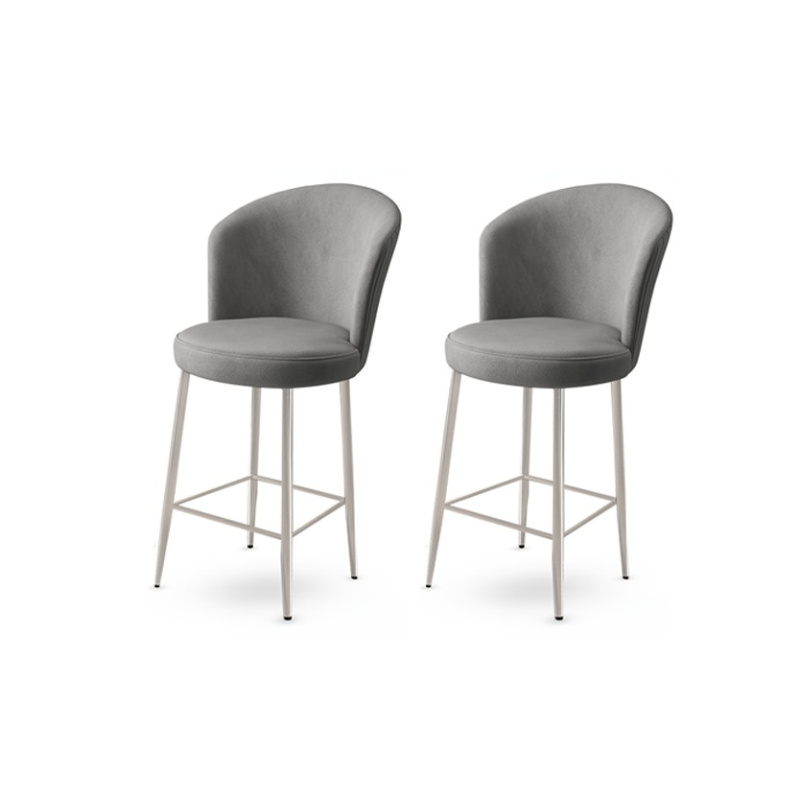 Bar Stool Set (2 Pieces) Fora - Grey, Chrome