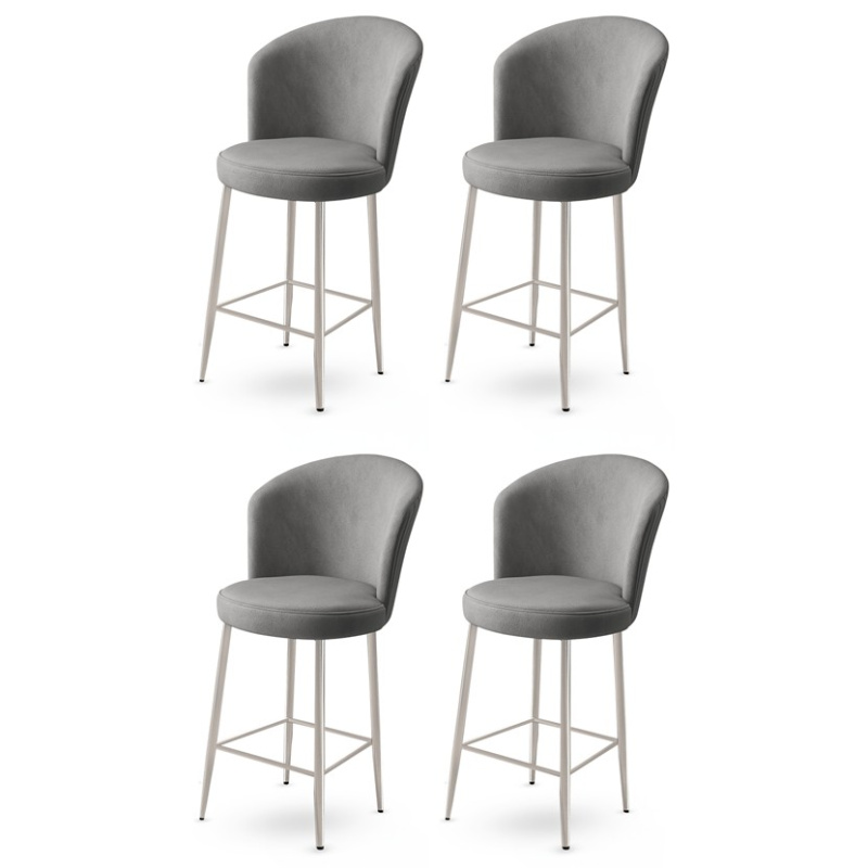 Bar Stool Set (4 Pieces) Fora - Grey, Chrome
