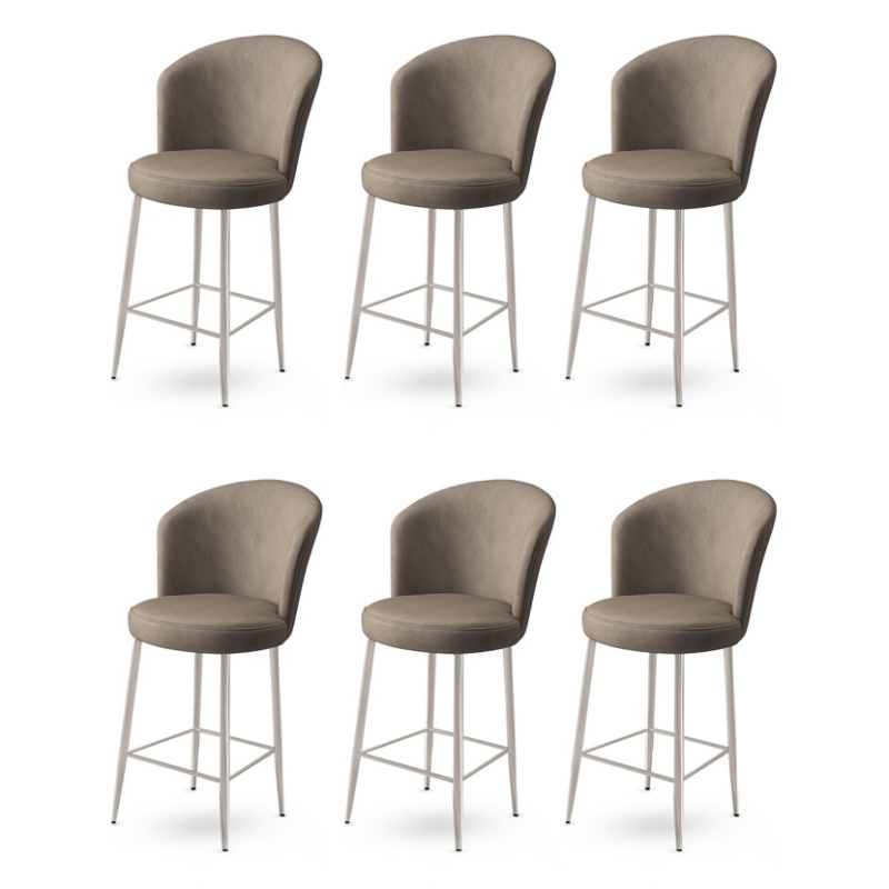 Bar Stool Set (6 Pieces) Fora - Cappuccino, Chrome