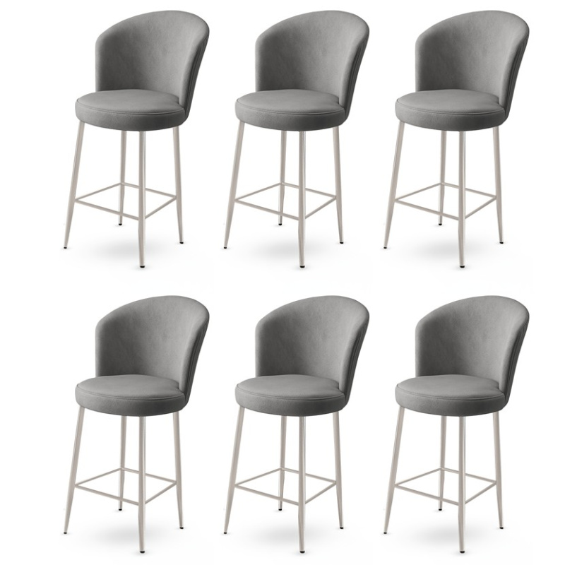 Bar Stool Set (6 Pieces) Fora - Grey, Chrome