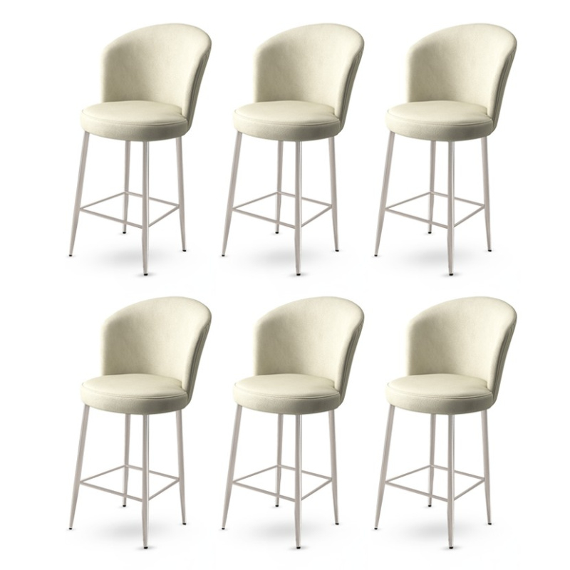Bar Stool Set (6 Pieces) Fora - Cream, Chrome