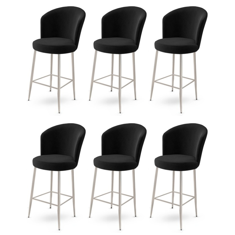 Bar Stool Set (6 Pieces) Fora - Black, Chrome