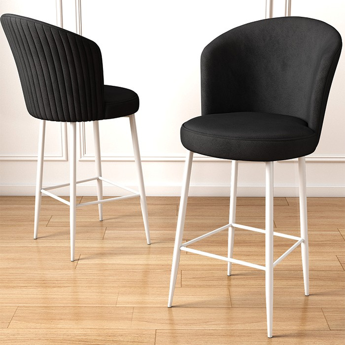 Bar Stool Set (6 Pieces) Alte - Black, White