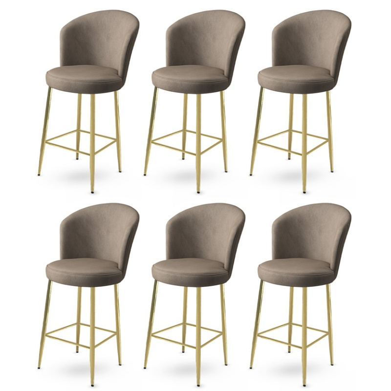 Bar Stool Set (6 Pieces) Alte - Cappuccino, Gold