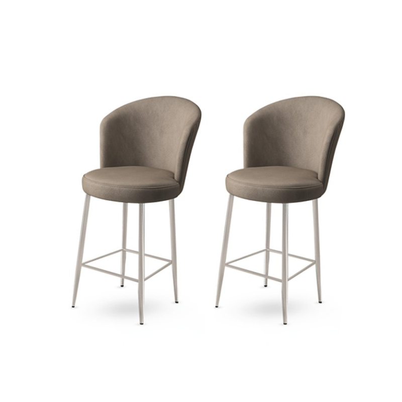 Bar Stool Set (2 Pieces) Alte - Cappuccino, Chrome