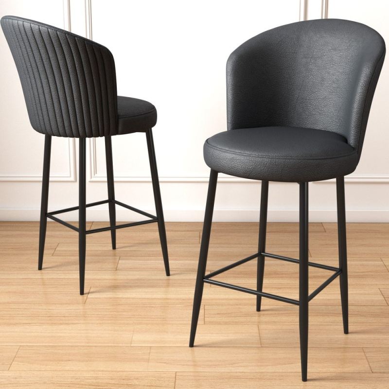 Bar Stool Set (2 Pieces) Uras - Anthracite, Black
