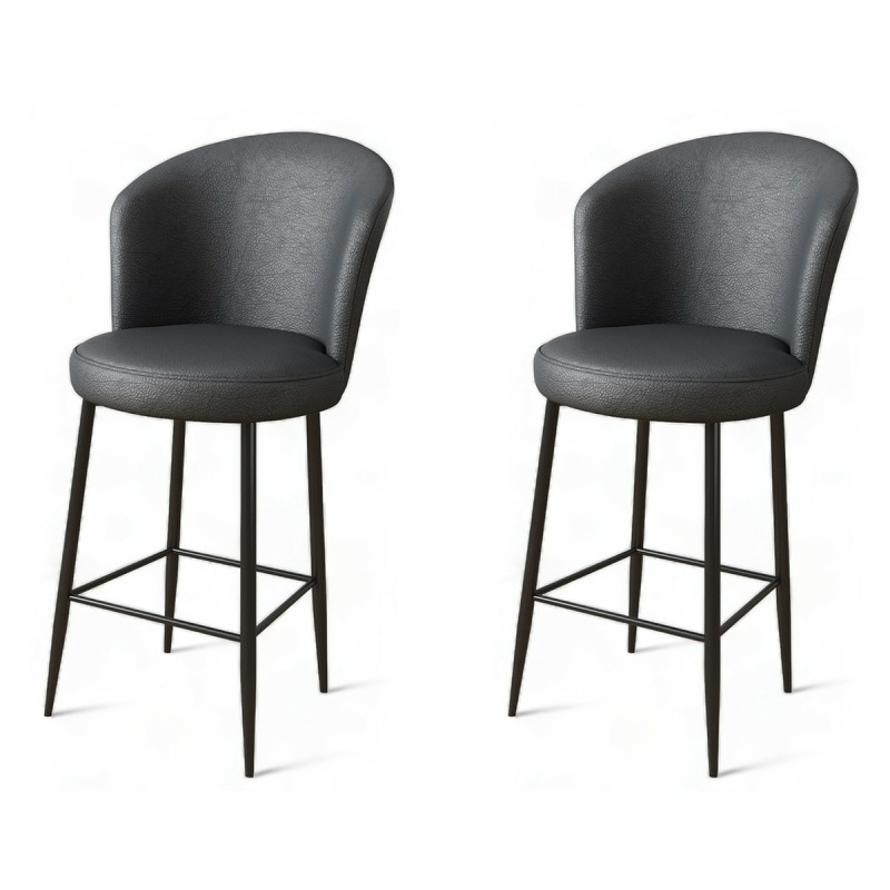 Bar Stool Set (2 Pieces) Uras - Anthracite, Black