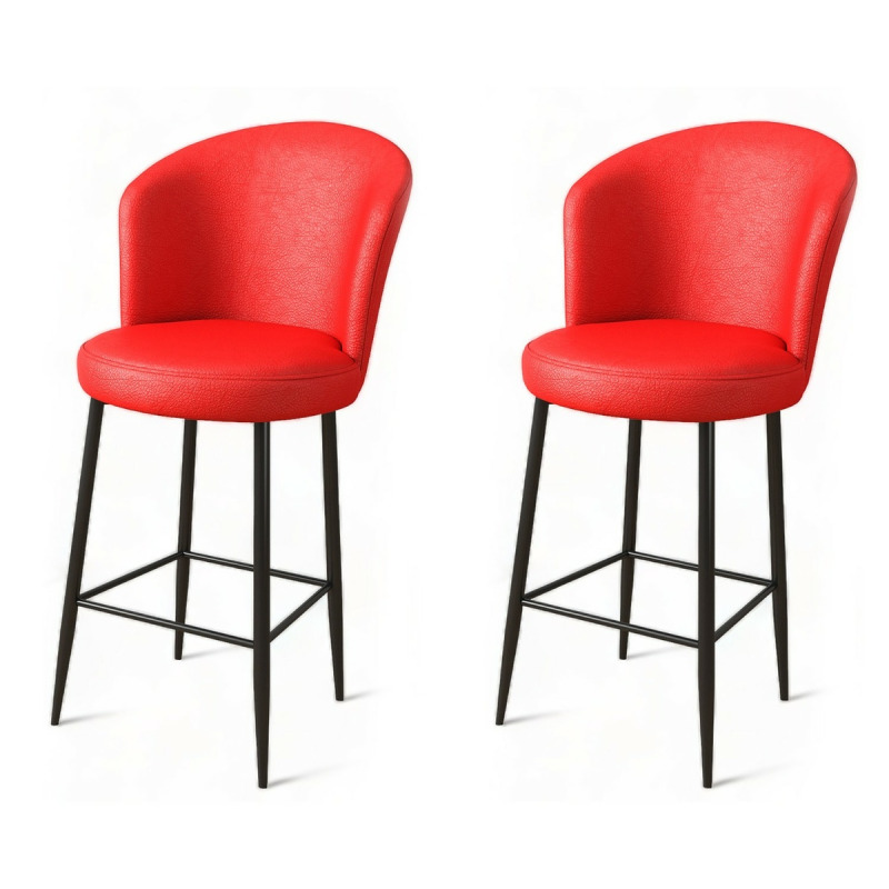 Bar Stool Set (2 Pieces) Uras - Red, Black