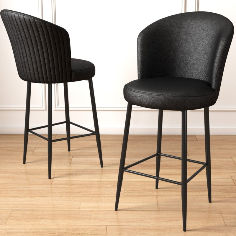 Bar Stool Set (4 Pieces) Uras - Black