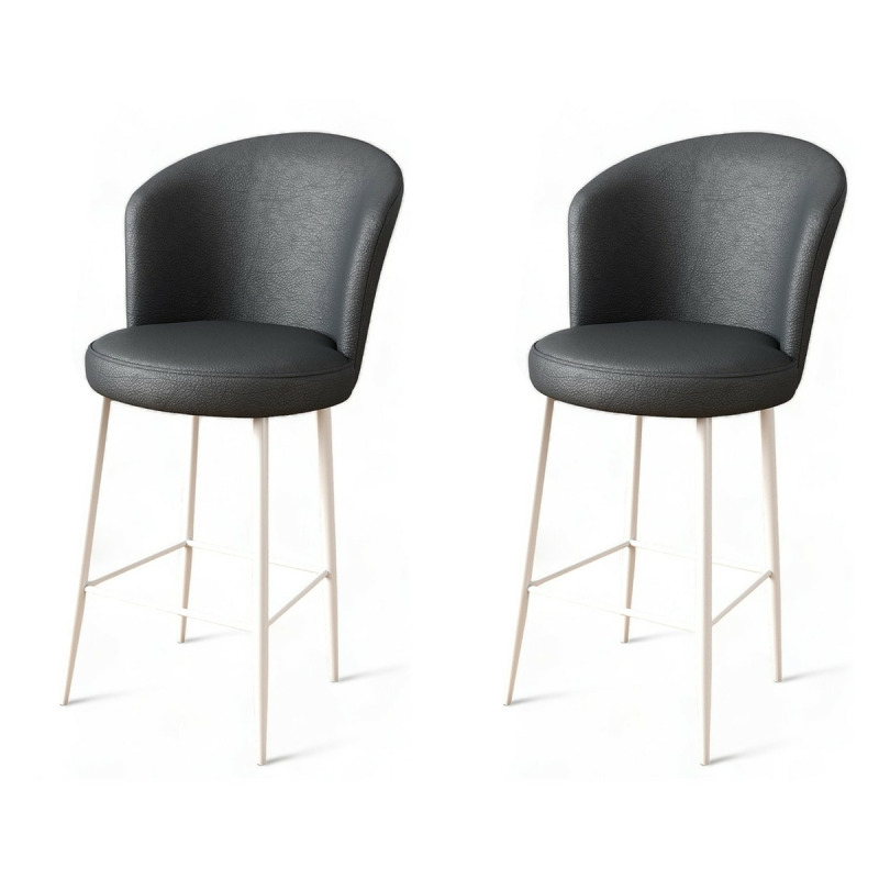 Bar Stool Set (2 Pieces) Uras - Anthracite, White