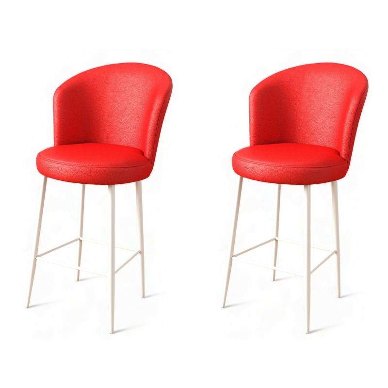 Bar Stool Set (2 Pieces) Uras - Red, White