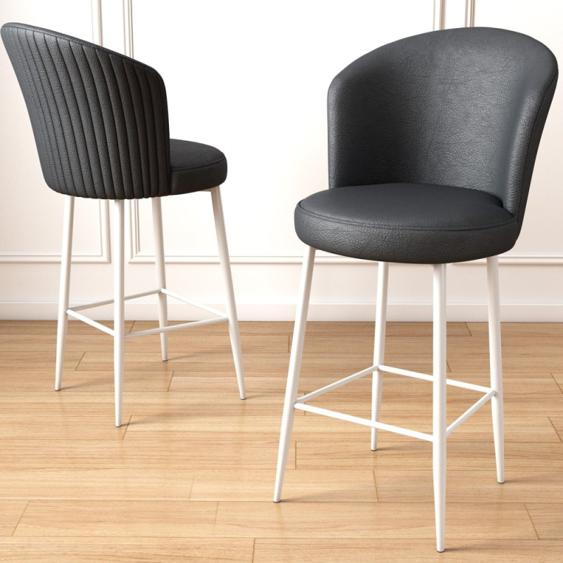 Bar Stool Set (6 Pieces) Uras - Anthracite, White