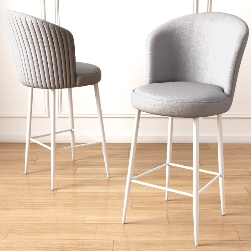 Bar Stool Set (6 Pieces) Uras - Grey, White