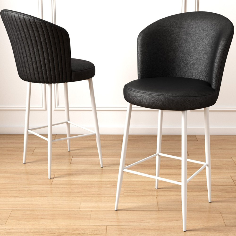 Bar Stool Set (6 Pieces) Uras - Black, White