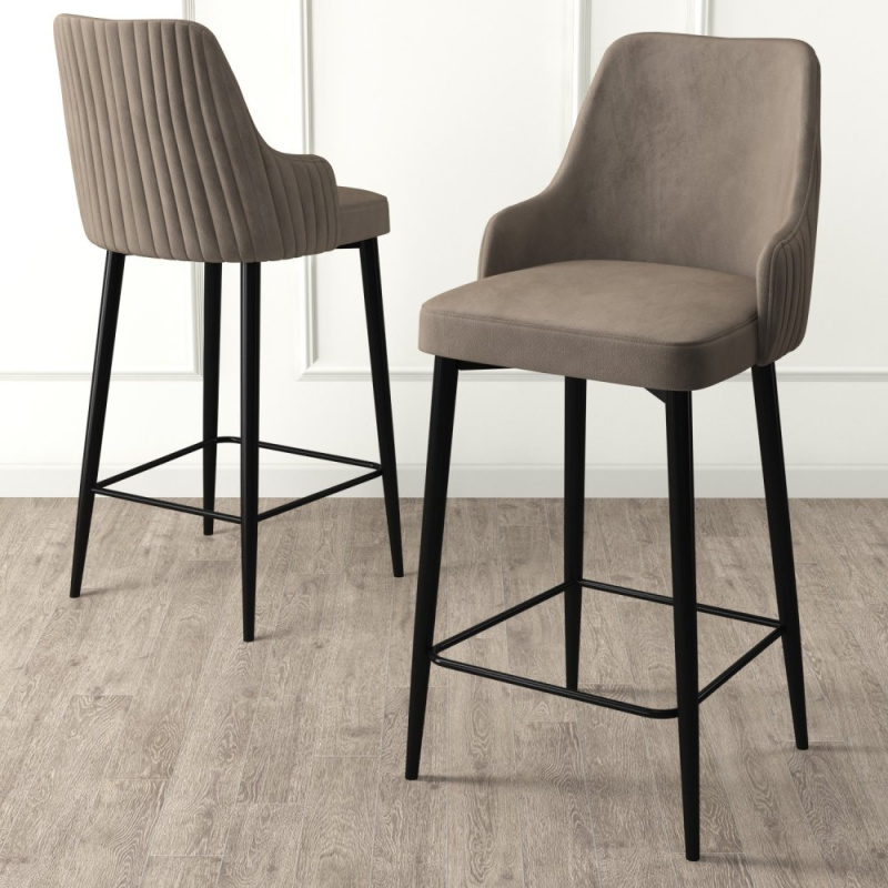 Bar Stool Set (2 Pieces) Enox - Cappuccino, Black