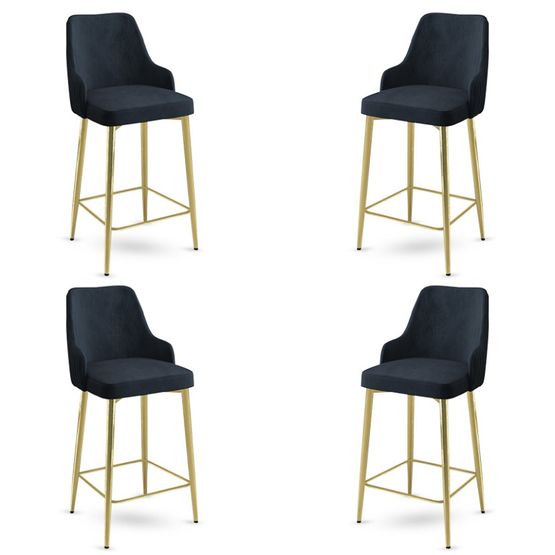 Bar Stool Set (4 Pieces) Enox - Anthracite, Gold
