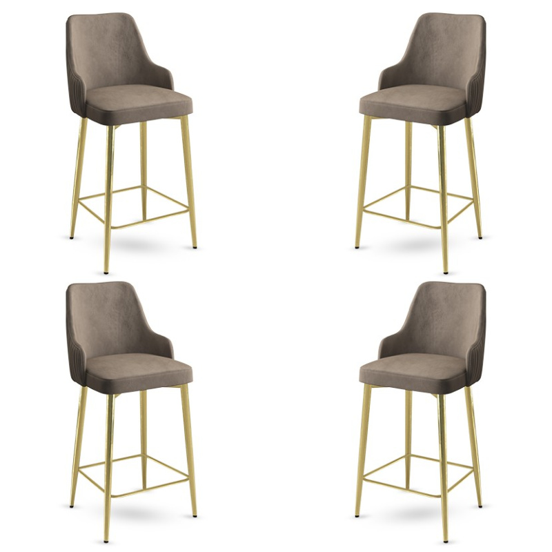 Bar Stool Set (4 Pieces) Enox - Cappuccino, Gold