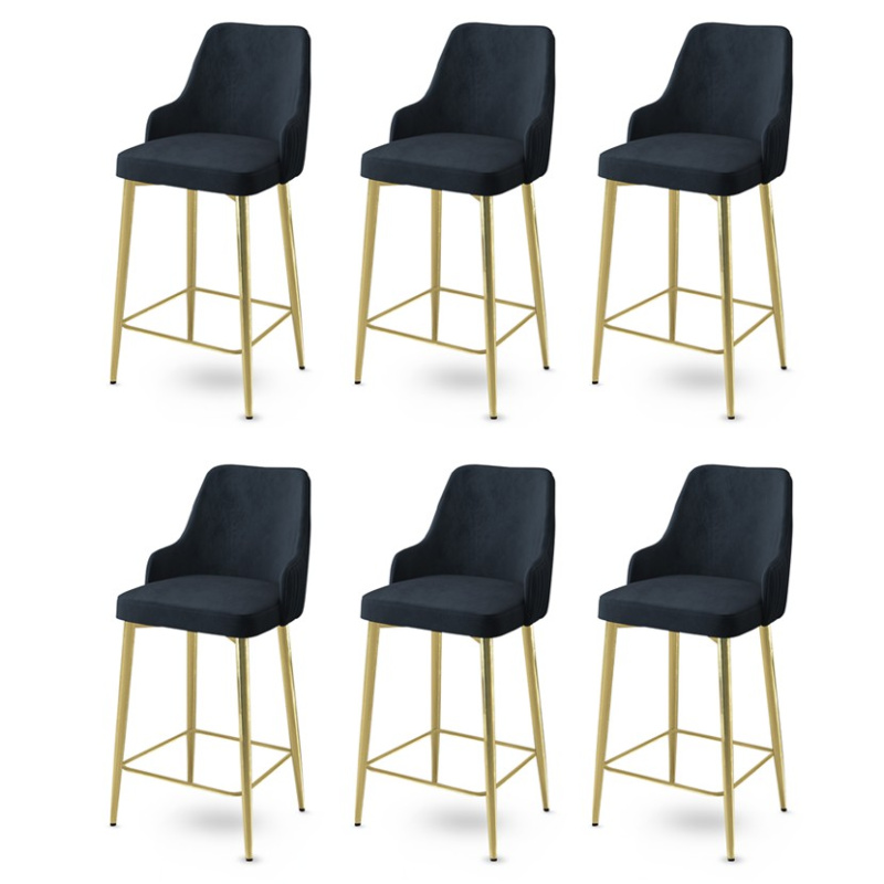 Bar Stool Set (6 Pieces) Enox - Anthracite, Gold
