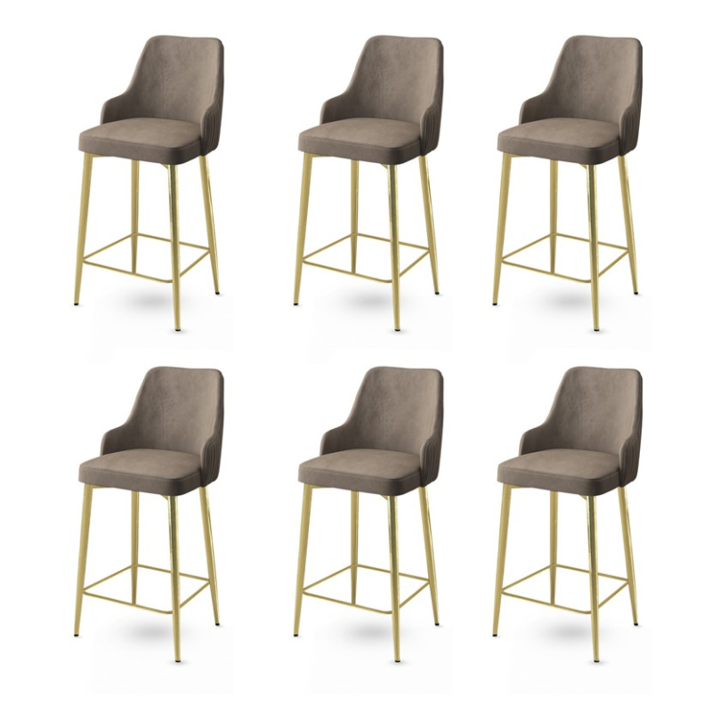 Bar Stool Set (6 Pieces) Enox - Cappuccino, Gold